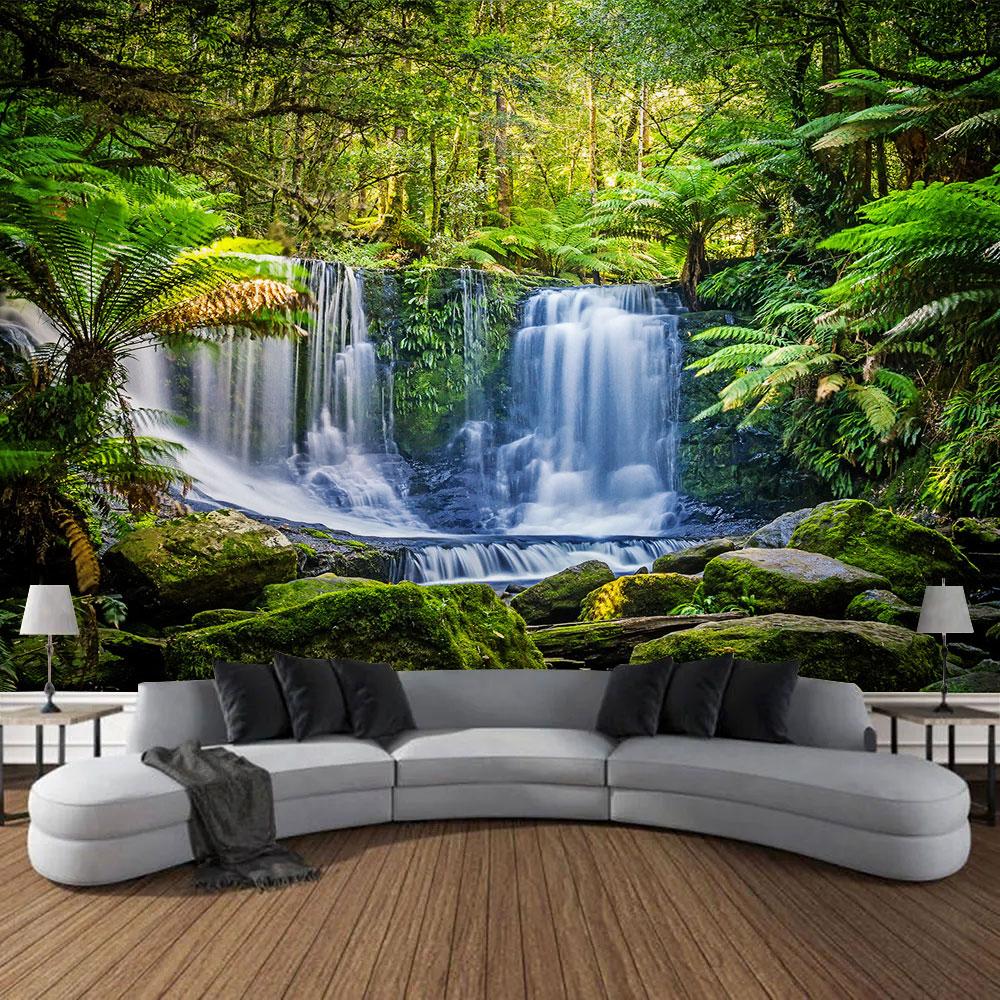 Frumoasă pădure naturală imprimată tapiserie mare de perete ieftină hippie agățată tapiserii de perete boeme decor mandala de perete