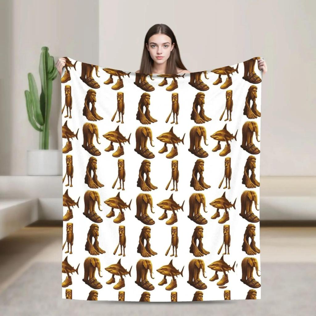 Italian Brainrot Cappuccino Assassino Cool Design Plush Flannel Throw Blanket for Living Room Soft Bedspread for Boys and Girls