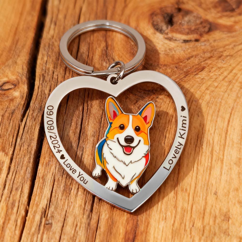 Family Couple Dog Pet Print Demand Photo Keychain Personalized Custom Valentine Gift For Women Men Mother Father Steel Key Ring