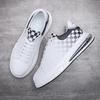 New low-top boys board shoes 3D printing plaid men's shoes black and white air cushion shoes trendy sports and leisure shoes spot
