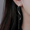1 Pair S-shaped Tassel Earrings, Wavy Curve Design Long Earrings, Commuting Style Face Slimming Earrings for Jewelry Gift