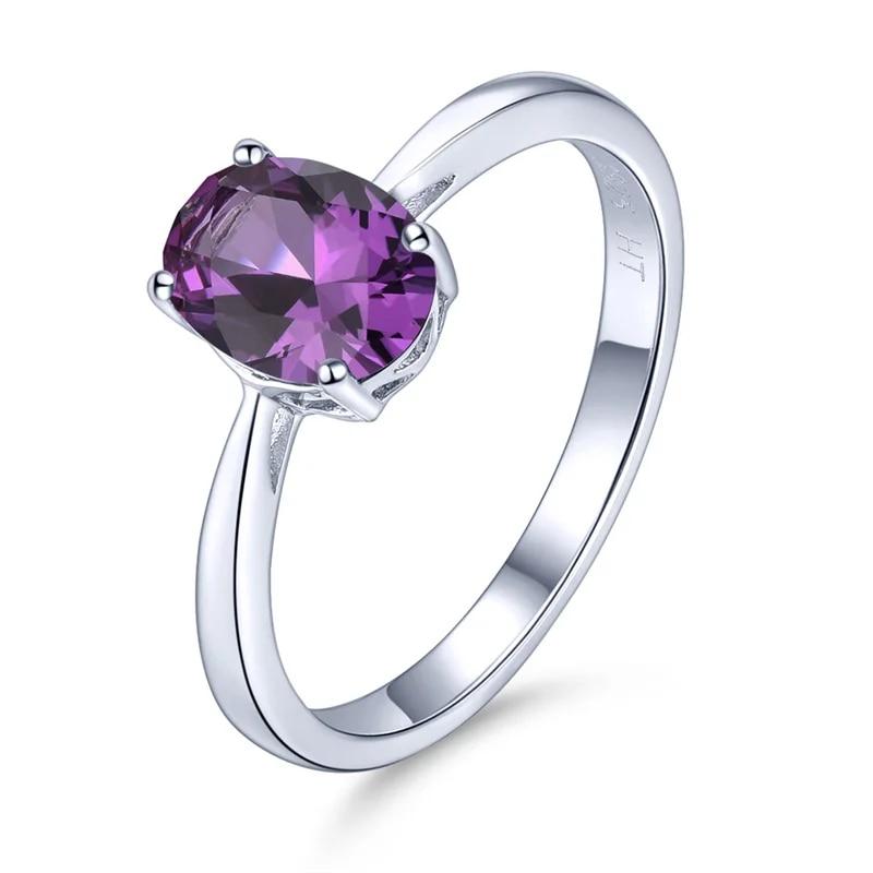 

Женское свадебное кольцо с натуральным аметистом и синим топазом, серебро 925 пробы, размер США 6