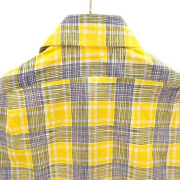 Givenchy 80s Vintage Check Pattern Long Sleeve Shirt 37 Yellow Men's Used