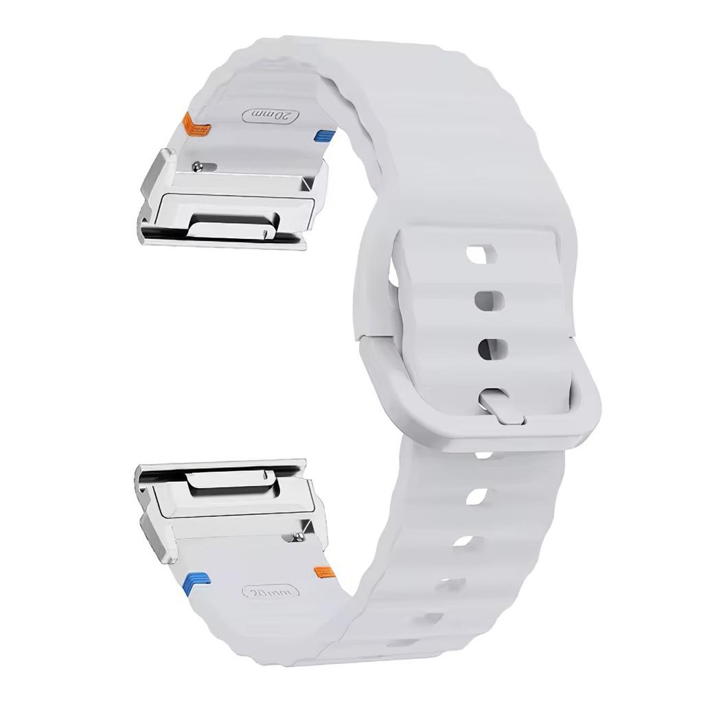 For Garmin Fenix 8 47mm/Fenix E 47mm 22mm Quick Release Wavy Texture Silicone Watch Strap with Silver Connector