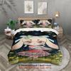 Softville Cozy Town 3PCS Bedding Sets Lop RabbitTwirling In Grassland Pint Duvet Cover No Filling Cartoon Style Queen King Size