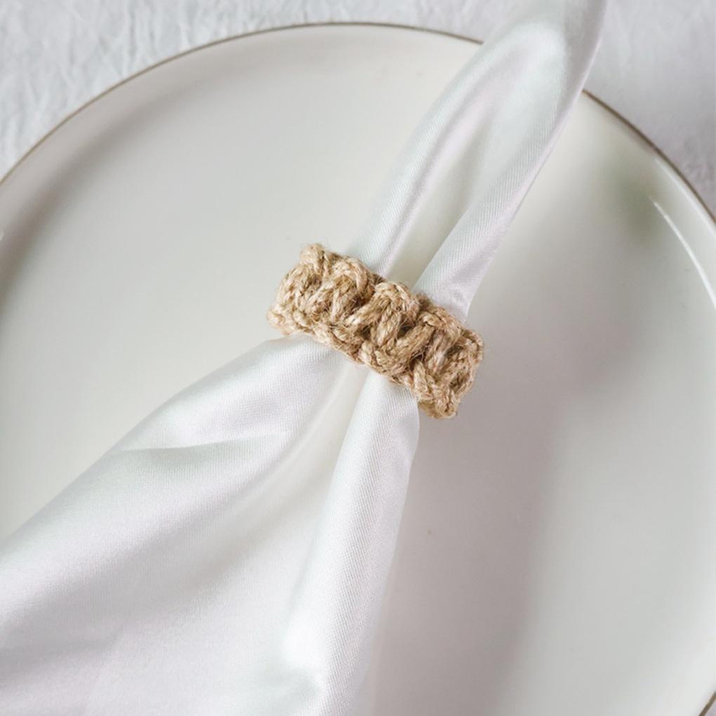 Bohemian Decoration - 6pcs Hemp Rope Napkin Napkin Clasps, to Clean, Suitable Parties, Weddings, and Festivals