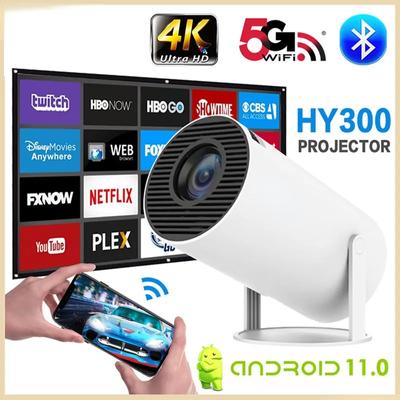 USB prenosný projektor HY300 4K Android11 ​​1280*720P Wifi6 Bluetooth 5.0 domáce kino, vonkajšie projektory s vysokým rozlíšením