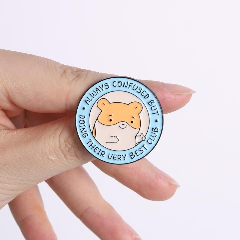 Cute Raccoon Hamster Opossum Quotes Enamel Pins Always Anxious But Wanna Make You Proud Club Brooches Lapel Badge Jewelry Gifts