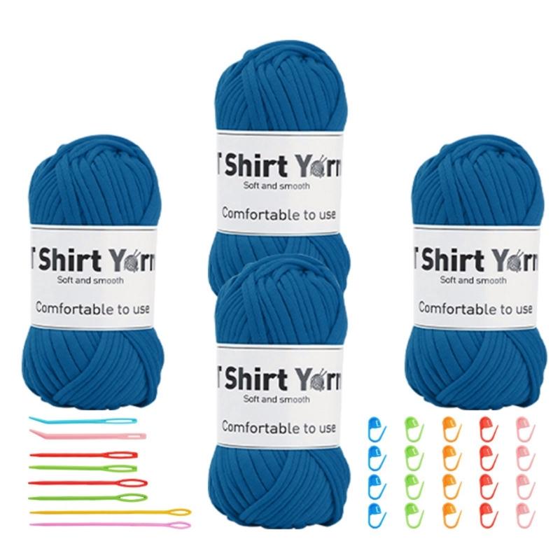 20Pieces Crochet Yarns with Large Eye Knitting Needle, Bent Tip Needle, Knitting Marker for Beginner Crocheting Knitting джинсовый синий