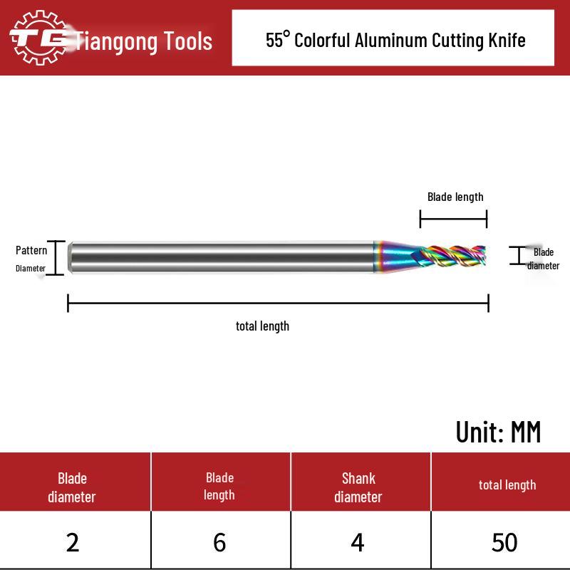 Tiangong 3-Blade 55° Carbide Aluminum Milling Cutter for CNC