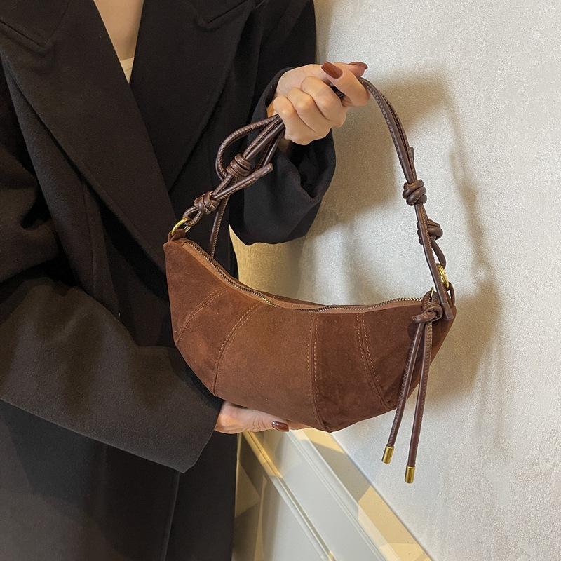 Wildleder Halbmond Mini-Taschen Stilvolles Zugband-Design, Leopard- und Uni-Farben, Goldene Akzente Kompakt, Trendig Vielseitig für Freizeit-Outfits