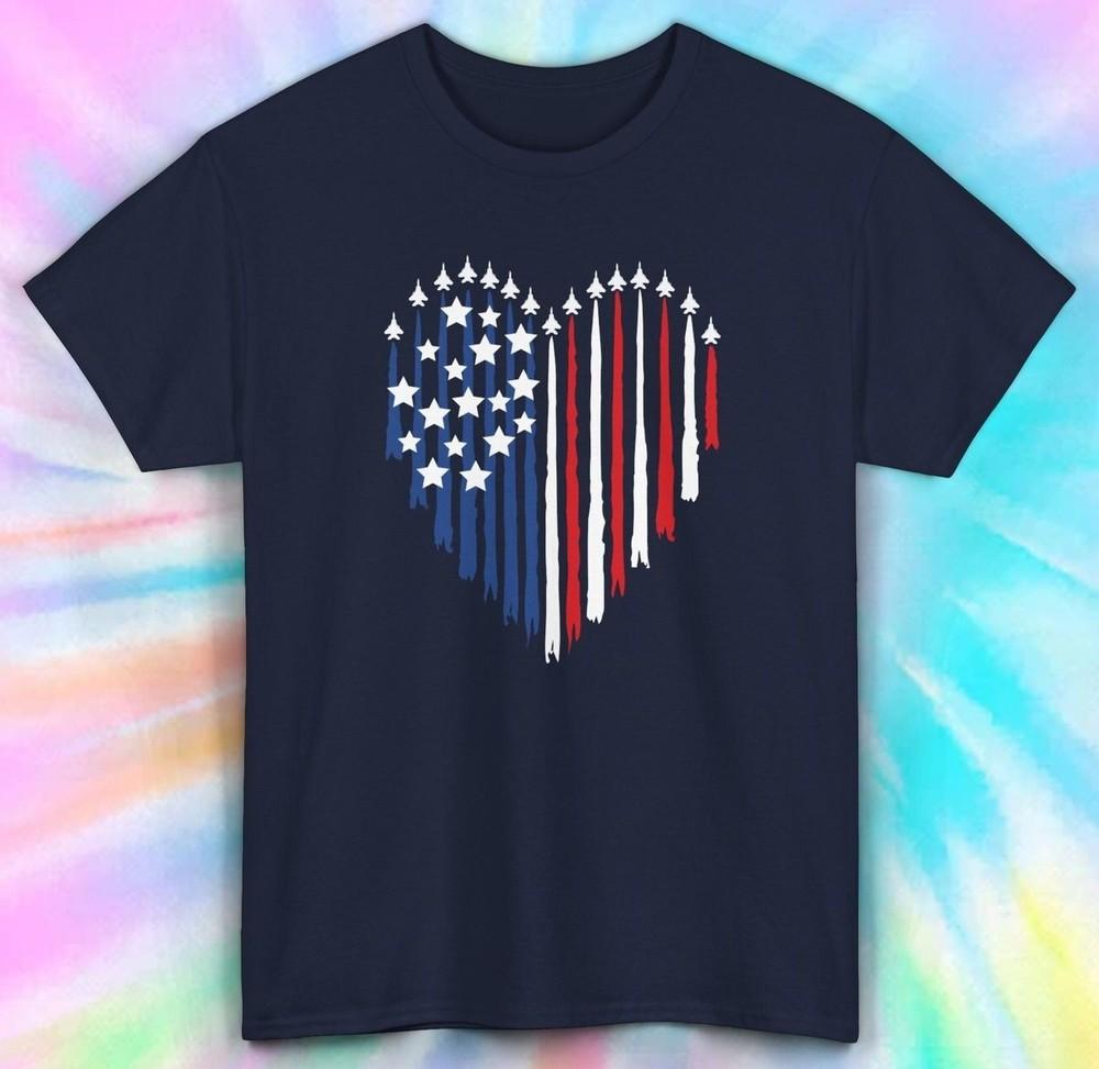 

American Flag Heart Shirt | Patriotic USA Tee S-5XL L