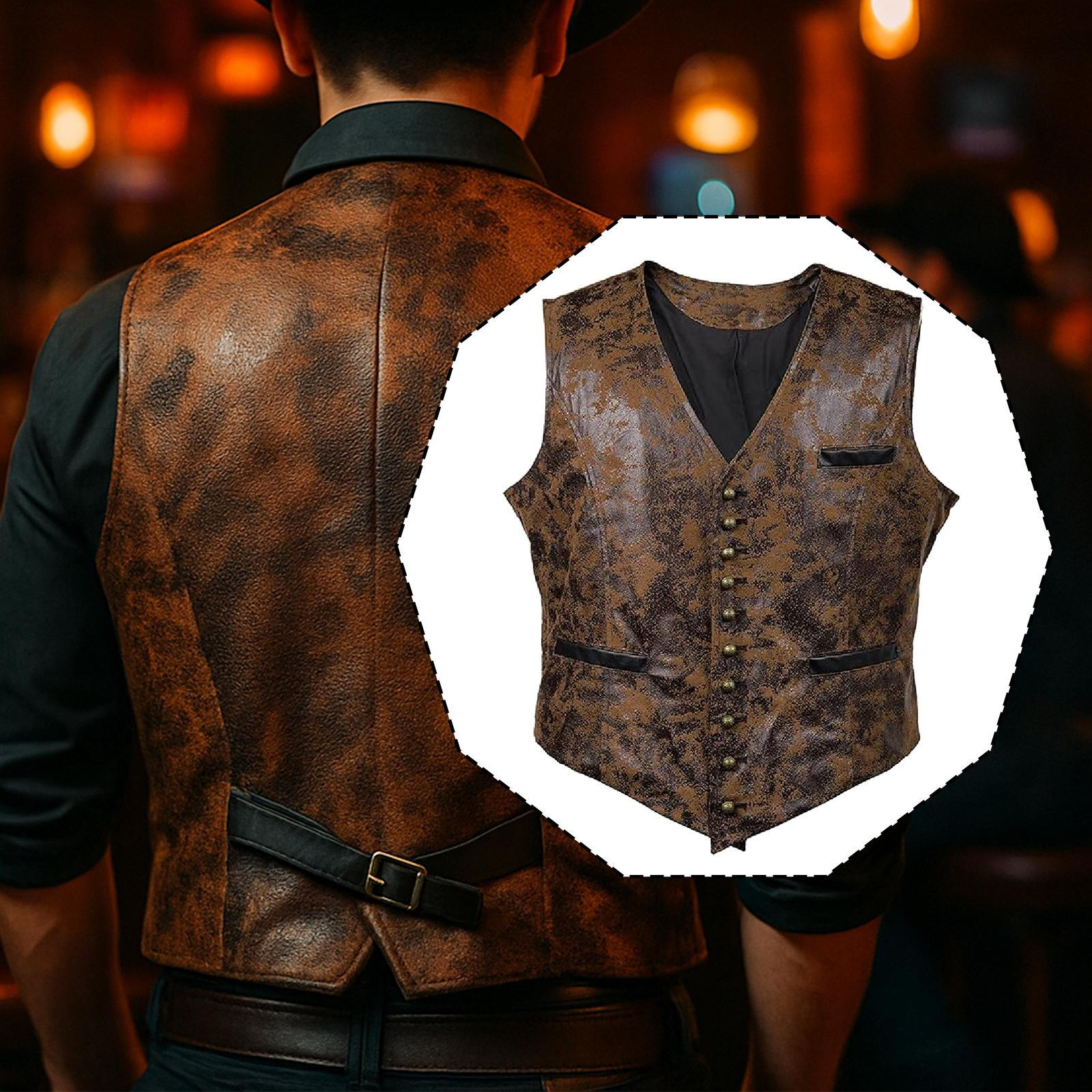 

Steampunk Cowboy Waist Coat Vest Adults Dance Outfit for Roles Play Dressing up XXL
