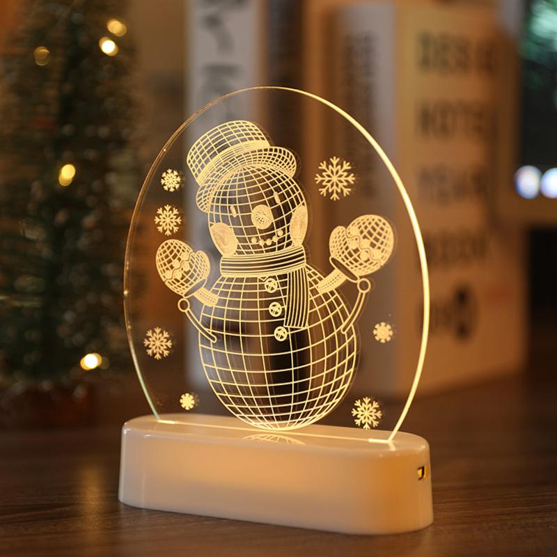 3d Led Christmas Lamp Santa Claus Snowman Bells Ornament Night Lights Christmas Holiday Gifts For