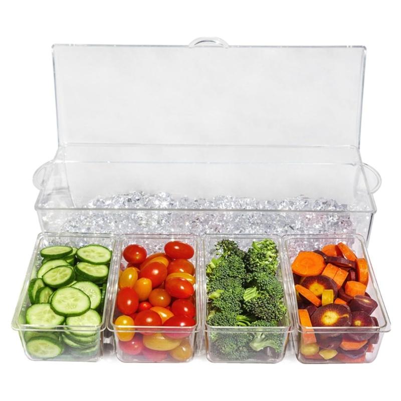 5 Compartment Plastic Spice Organizers Functional Condiment Container with 5 Spaces for Home or Outdoor Cooking Needs
