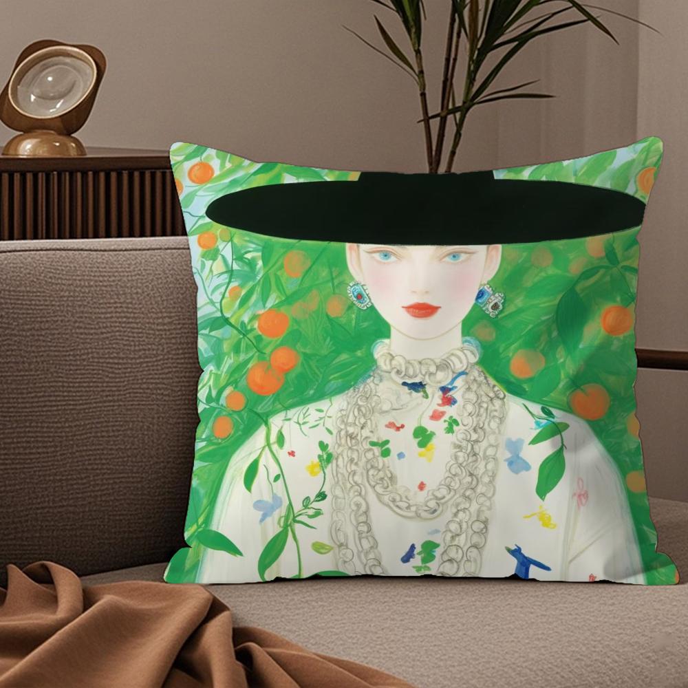 1PC Fashion Illustration Cushion Cover Plush Fabric Soft DoubleSided Printed Sofa Warm Winter Home Child Gift Pillow Case