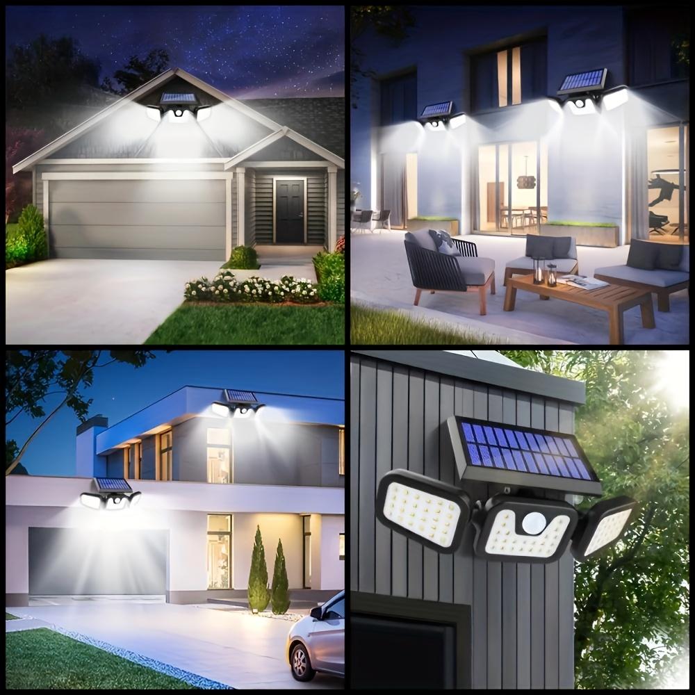 74 LED Solar Outdoor Motion Sensing Safety Lights,3-head Rotatable LED Wall Light,suitable for Garden,courtyard,garage,street