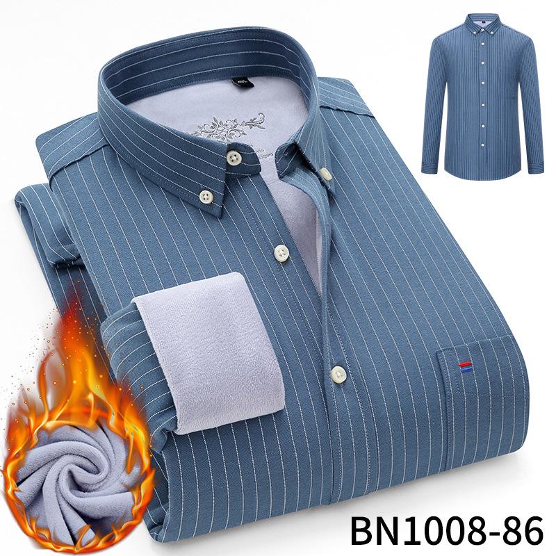 Men's Thick Fleece-Lined Oxford Long-Sleeve Shirt - Warm and In Stock