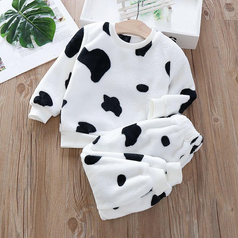 Ropa de hogar para niños de otoño e invierno, pijamas bonitos para bebés y niñas, conjuntos de 2 uds. De pijamas de dibujos animados para niños, pijamas cálidos de manga larga