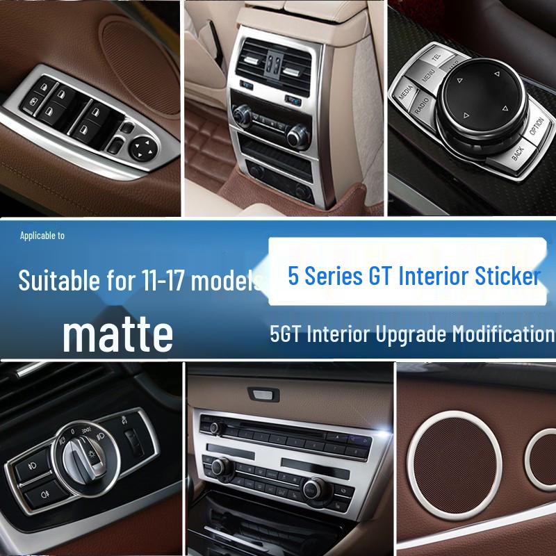 BMW 5 Series GT Interior Modification: Center Console Vent & Window Lift Handle Bright Strip Stickers for 528 535i.