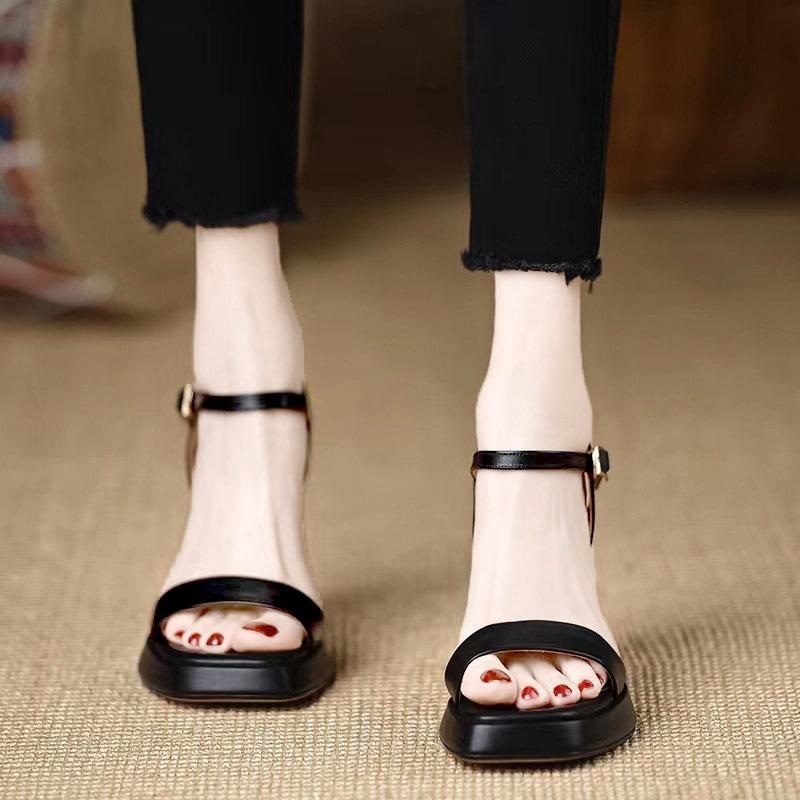 Summer Platform Women's Shoes with Fashion Square Head High Heels Thick Heel Waterproof Table Barbie Pink Sandals Cm