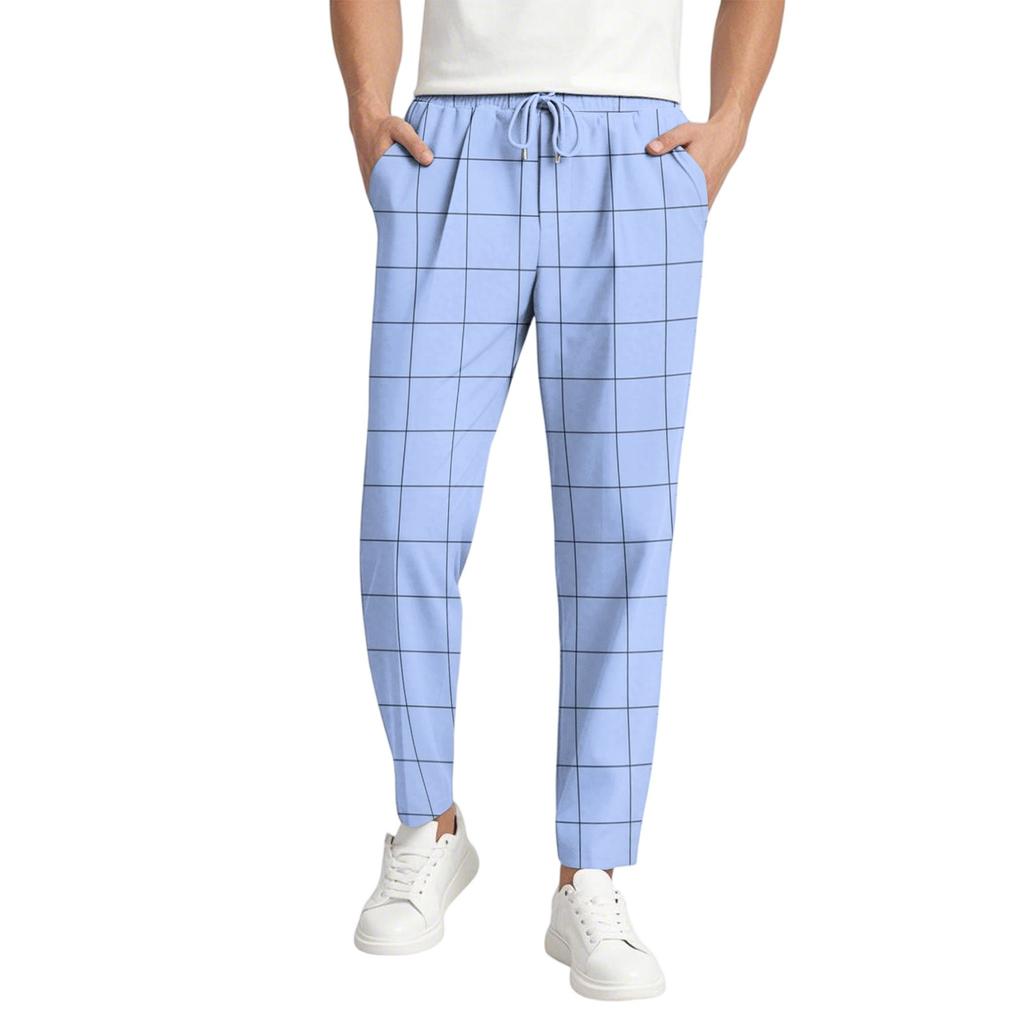 Men's Casual Gradient Trousers, Elastic Waist Drawstring, Lightweight And Slim Fit, With Pockets, Comfortable And Breathable