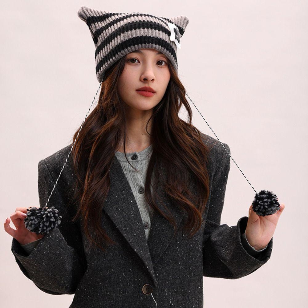 Harajuku Slouchy Knitted Beanies Y2K Woolen Hat Fashion Warm Cap Cycling