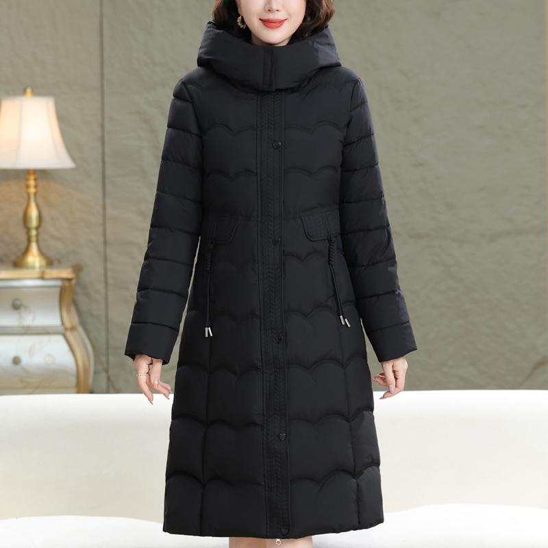 

Женские куртки больших размеров XL-5XL для женщин среднего возраста, зимние длинные парки с капюшоном, толстые, теплые, элегантные 5XL чёрный