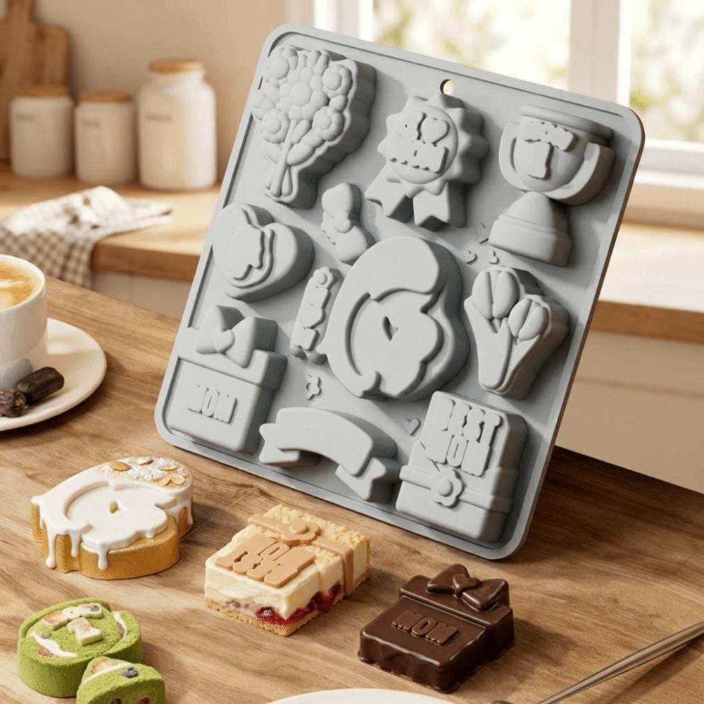 12 Cavity Mother's Day Theme Baking Mold Non-stick Reusable Chocolate Mould Non-toxic Easy To Demold Silicone Candy Mold