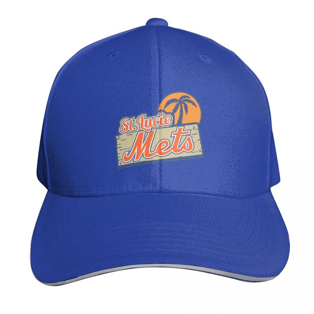 The StLucieMets Logo Baseball Cap Snap Back Hat Ball Cap Hat Unisex For The Sun Hat Unisex Unisexs Hats Womens