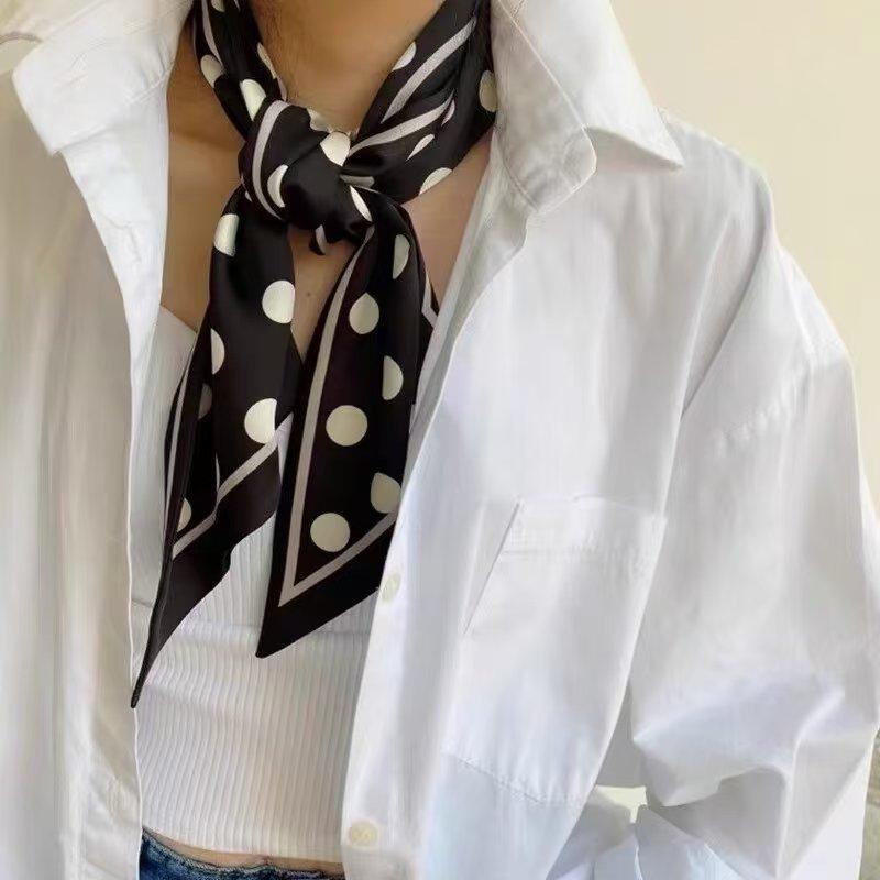 Fashion Print Hair Ribbon Scarf Women Neck Tie Bag Scarfs Satin Silk Skinny Headscarves Ladies Foulard Floral Bands New