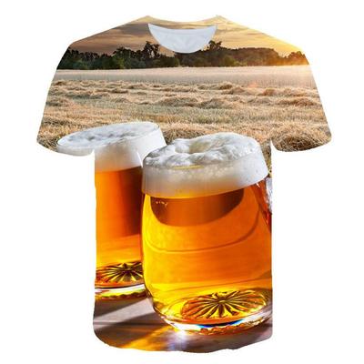 Men's 3D Printing Beer T-shirt Personalized Short Sleeve T-shirt Men's Summer Casual Tops