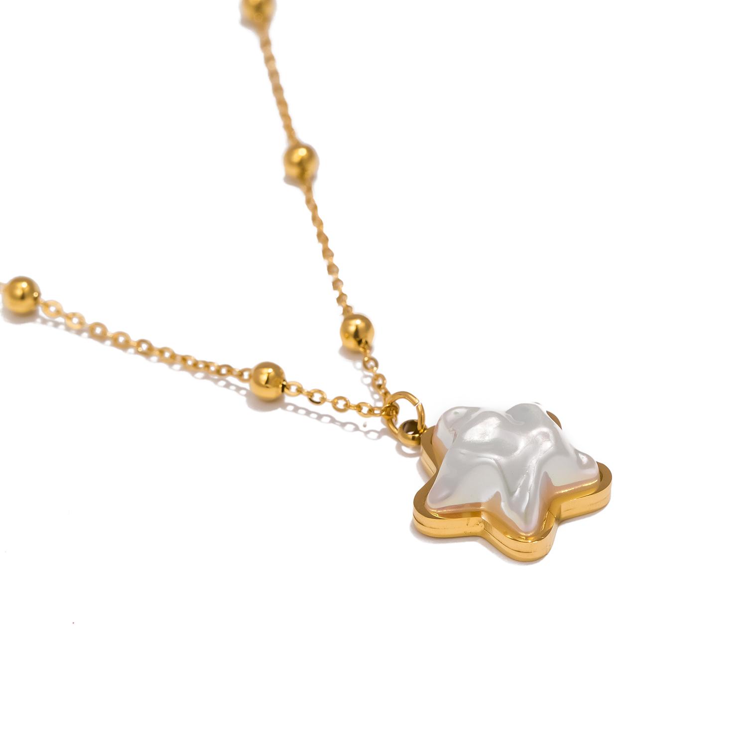 

3D Star Pendant Necklace for Women, Finely Polished Stainless Steel Jewelry золотой