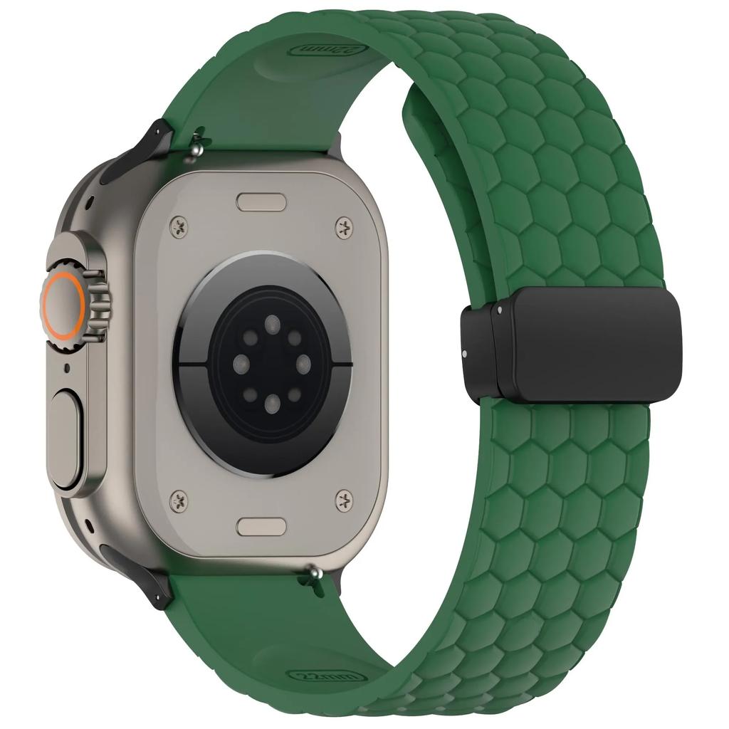 Silicone Strap for Apple Watch Band Ultra 49mm 44mm 45mm 46mm 42mm Series 10 9 8 7 6 Magnetic Buckle Wrist Bracelet Correas