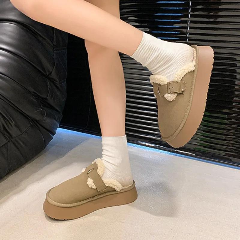2024 New Style Ladies Plush Slipper Classic Winter Warm Indoor Cotton Slipper Comfortable Open Heel High Quality Casual Slippers