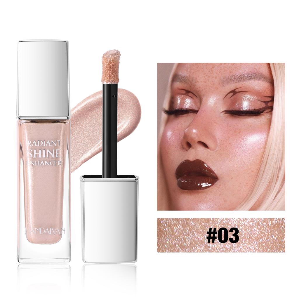 HANDAIYAN Liquid Highlighter Glass Bottle Radiant Shine Enhancer 24H Longwear Shimmer Illuminator for Face Body Lips Multi-Use Makeup