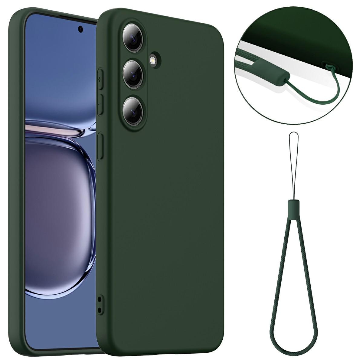

For Samsung Galaxy S25 Magnetic Case Liquid Silicone Phone Cover with Lanyard D