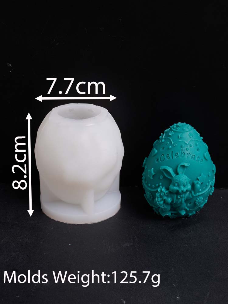 DIY Easter Bunny Egg Silicone Candle Mold 3D Embossed Rabbit Handmade Soap Plaster Resin Ornaments Crafts Molds Home Decor Gifts