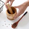 Garlic Mortar and Pestle Set Manual Wooden Grinder for Home Kitchen