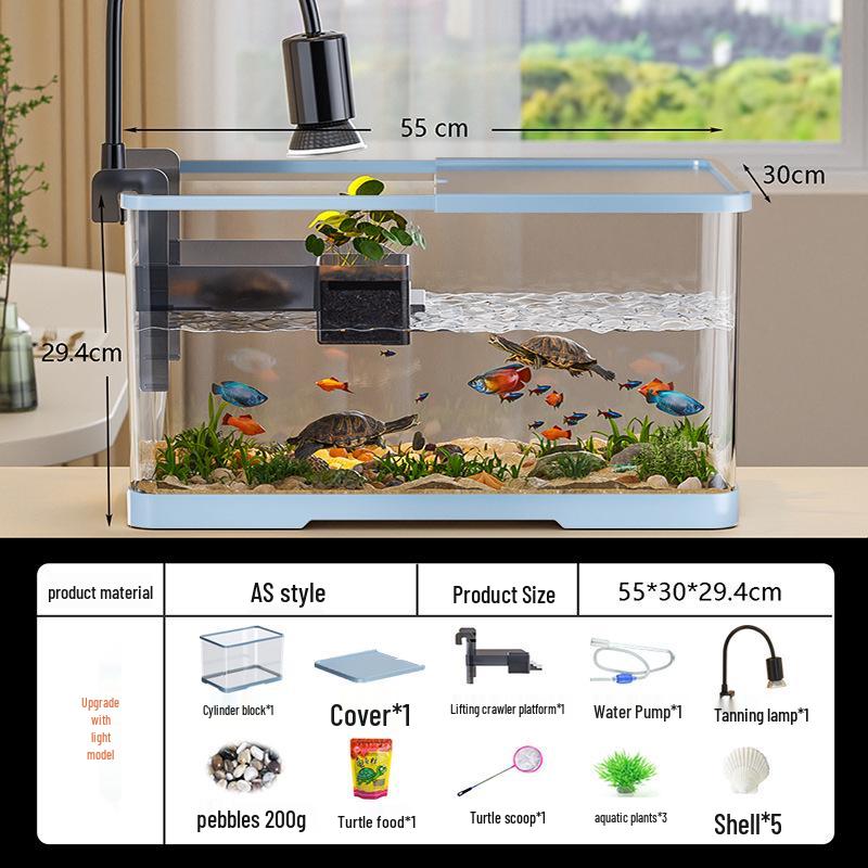 Versatile Desktop Turtle & Fish Aquarium with Basking Platform and Integrated Circulation System