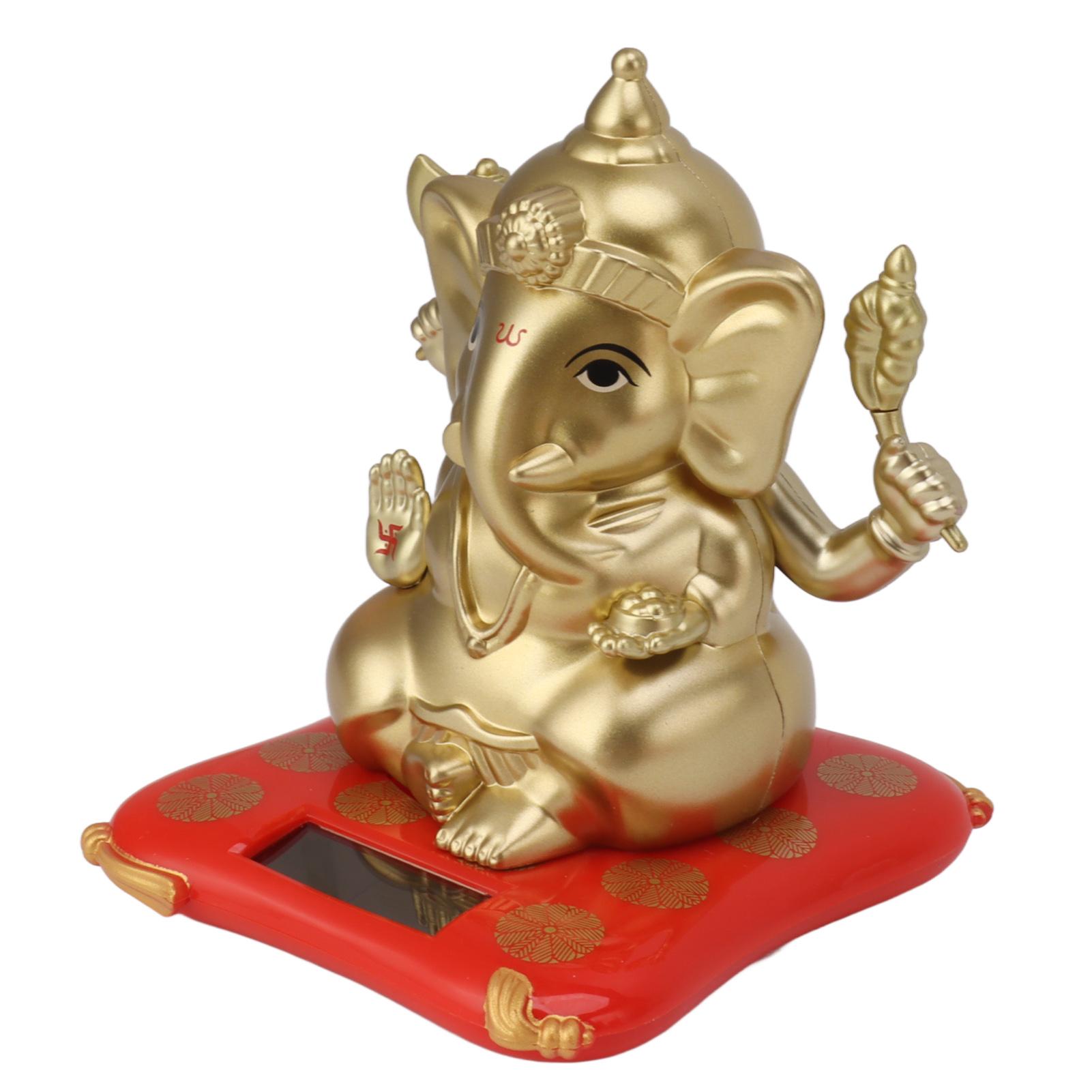 Ganesha Elephant God Statues Solar Powered Indian Ganesha   Figurine for Car Dashboard Home Decor Crafts