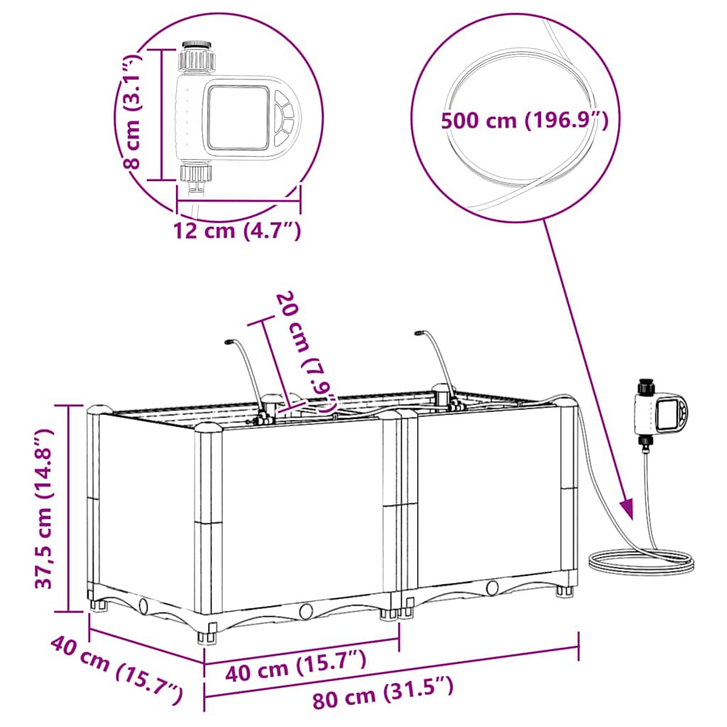 Garden Planter 2 pcs Light Grey 80 x 40 x 37.5 cm Plastic