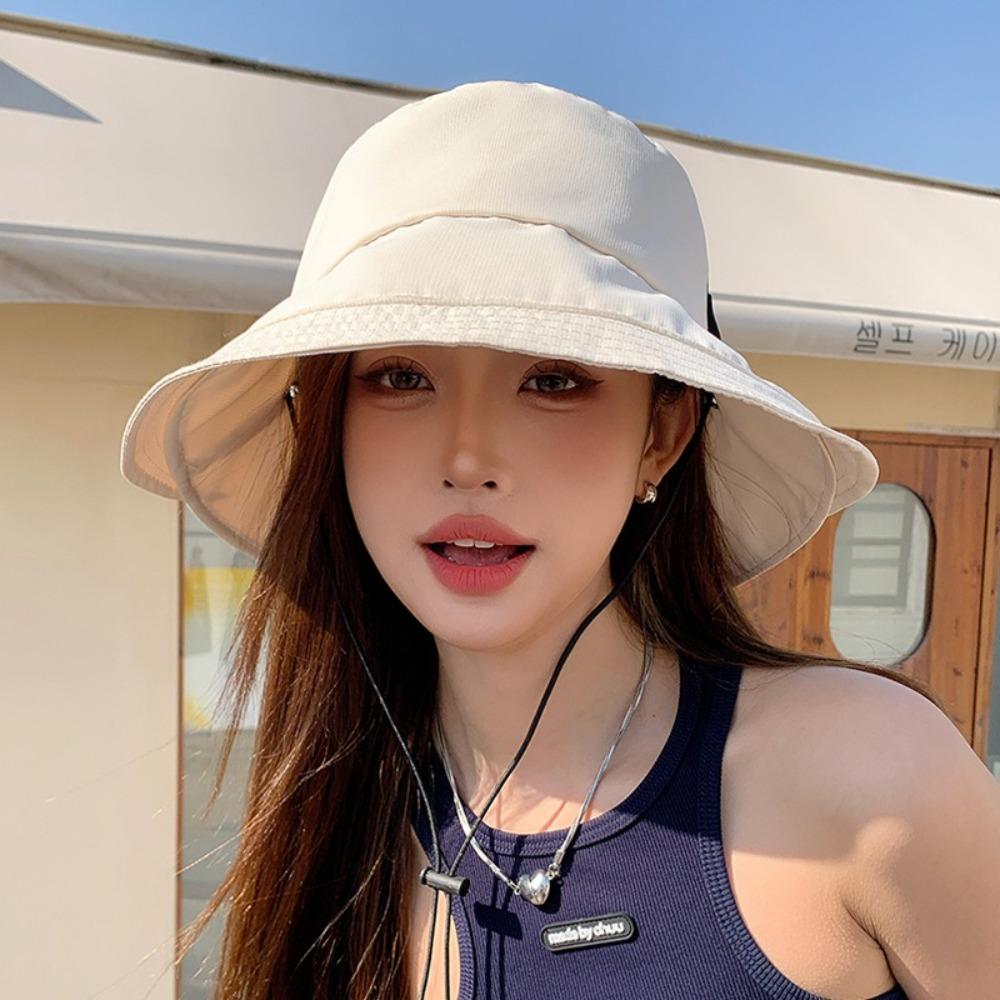 Wide-Brim Quick Drying Fisherman Hat Windproof Rope Foldable Sun Hat Sunshade Bucket Hat  Travel