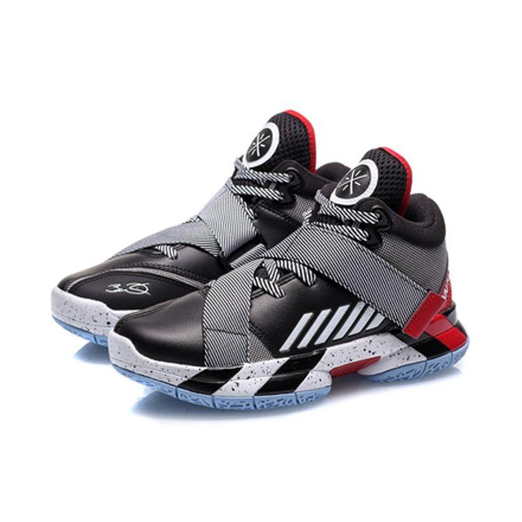 Li Ning All City Premium Serie Wade Scarpe da Basket Mid-Top Sneakers Bambini Nero Bianco Rosso YKBQ038-3