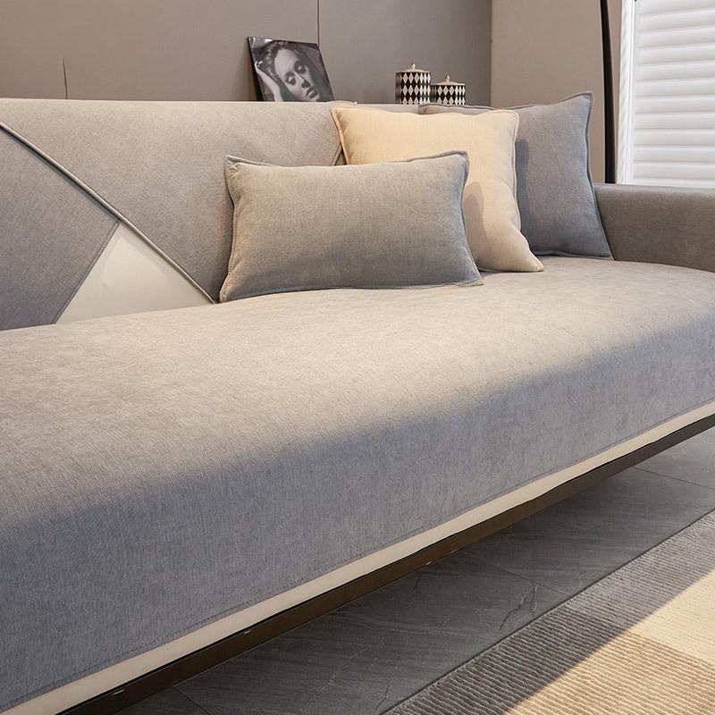 Khaki Sofa Cushion Four Seasons Universal Non-Slip Chenille Cushion Modern Leather Cushion