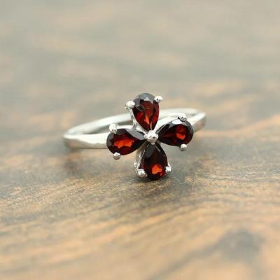 Red Garnet Gemstone Ring 925 Sterling Silver Solid Red Stone Fashion Statement Rings for Women's Gift Idea Gemstone Jewelry 4.65 Gms Approx
