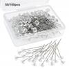1Box 50/100Pcs Alloy Pins Transparent Diamond Pin DIY Wedding Bouquet Pins Stitching Needles Plastic Box Sewing Accessories