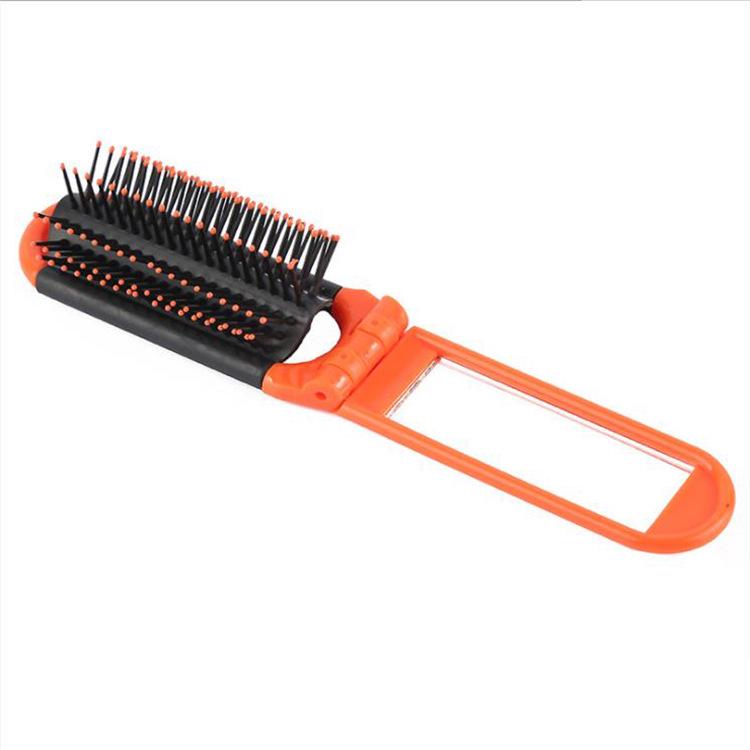 Portable Folding Mirror & Massage Comb for Girls - Travel-Friendly Hair & Makeup Accessory