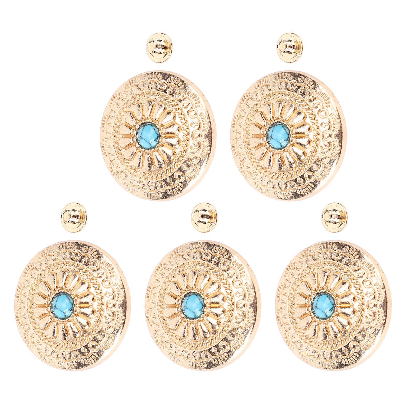 

5 комплектов заклепок и винтов 30 мм с золотым узором и синими каменными пуговицами, 4,5 мм крестовые винты для одежды