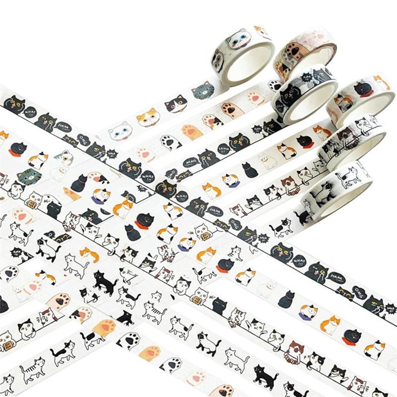 ABBY-Cat Washi Tape Set 15 Mm Wide Washi Tape Wide16ft Long/Roll Cute Washi Tape Scrapbook Supplies, Journaling Supplies
